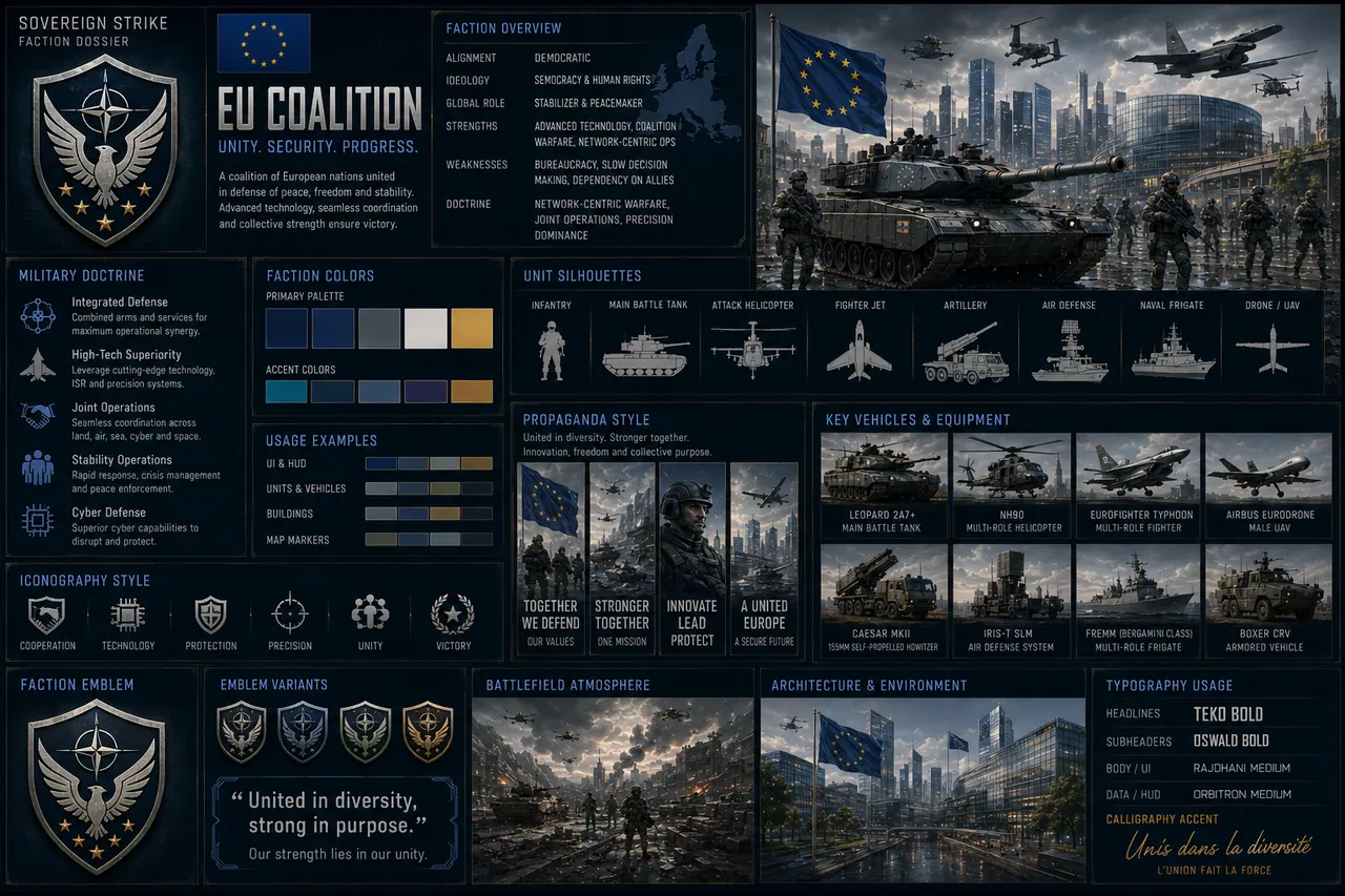 EU Coalition faction dossier — overview, doctrine, vehicles, propaganda, iconography, atmosphere